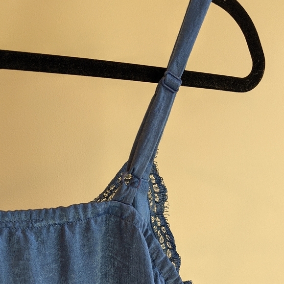 Bobeau Blue Mini lined Slip Dress with Spaghetti Straps - Picture 8 of 12